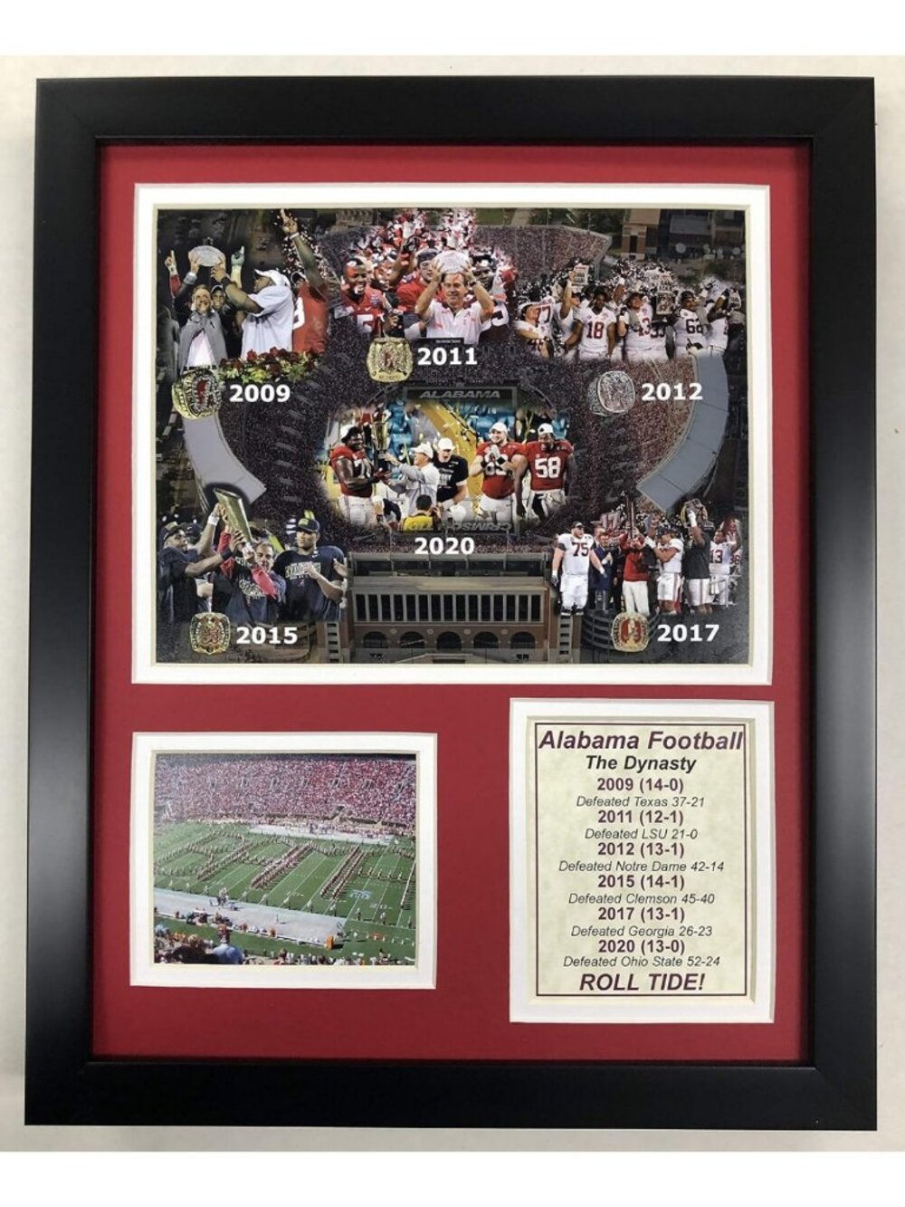 Framed 12"x15" Photo Collage - Alabama Crimson Tide Dynasty Wall Art Decor